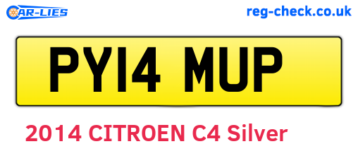 PY14MUP are the vehicle registration plates.