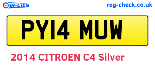 PY14MUW are the vehicle registration plates.