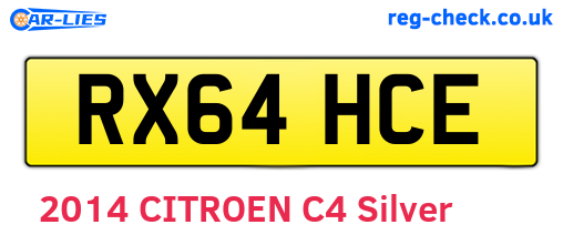 RX64HCE are the vehicle registration plates.