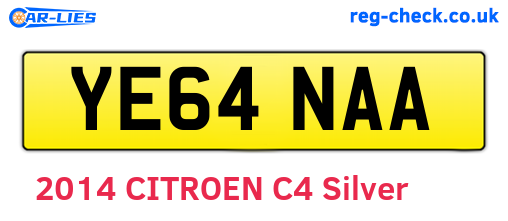 YE64NAA are the vehicle registration plates.