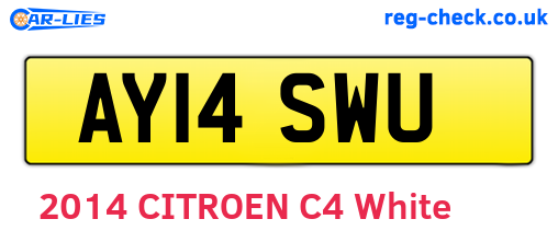 AY14SWU are the vehicle registration plates.