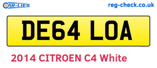 DE64LOA are the vehicle registration plates.