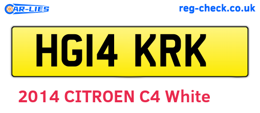 HG14KRK are the vehicle registration plates.