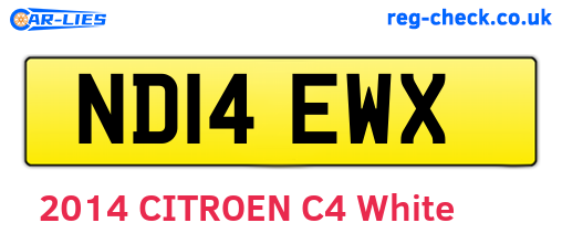 ND14EWX are the vehicle registration plates.