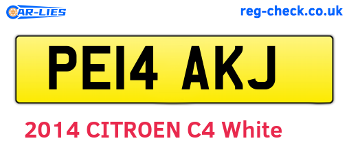 PE14AKJ are the vehicle registration plates.