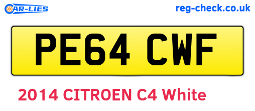 PE64CWF are the vehicle registration plates.