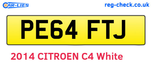 PE64FTJ are the vehicle registration plates.