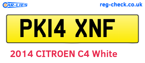 PK14XNF are the vehicle registration plates.