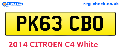 PK63CBO are the vehicle registration plates.