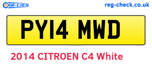 PY14MWD are the vehicle registration plates.