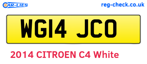 WG14JCO are the vehicle registration plates.