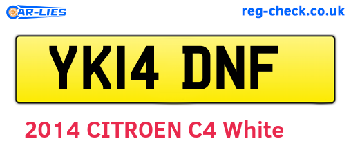 YK14DNF are the vehicle registration plates.