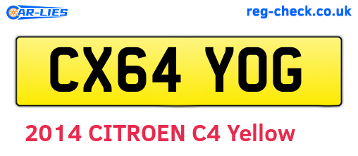 CX64YOG are the vehicle registration plates.