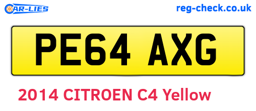 PE64AXG are the vehicle registration plates.