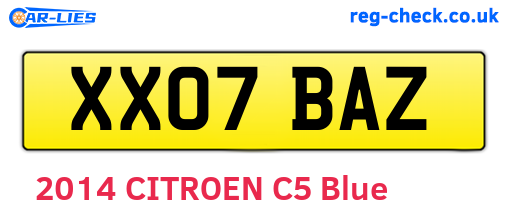 XX07BAZ are the vehicle registration plates.