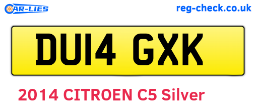 DU14GXK are the vehicle registration plates.