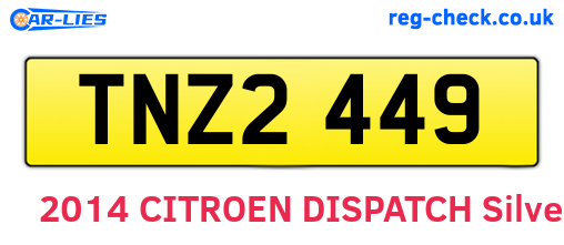 TNZ2449 are the vehicle registration plates.