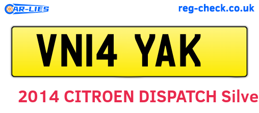 VN14YAK are the vehicle registration plates.