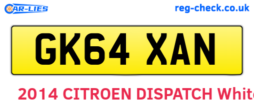 GK64XAN are the vehicle registration plates.