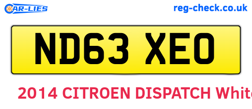 ND63XEO are the vehicle registration plates.