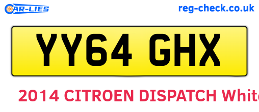 YY64GHX are the vehicle registration plates.