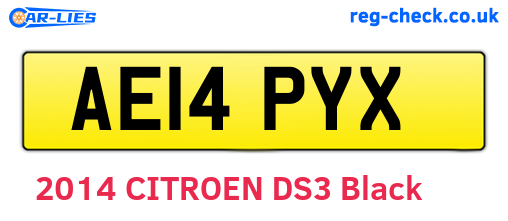 AE14PYX are the vehicle registration plates.