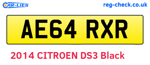 AE64RXR are the vehicle registration plates.