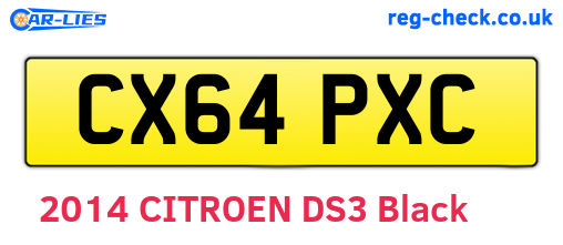 CX64PXC are the vehicle registration plates.