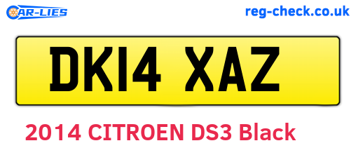 DK14XAZ are the vehicle registration plates.