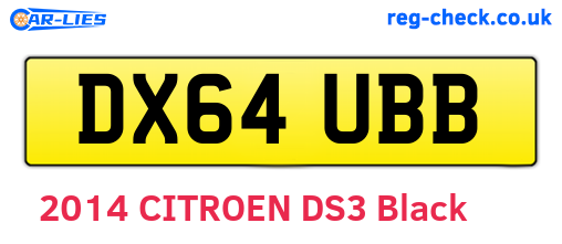 DX64UBB are the vehicle registration plates.