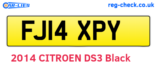 FJ14XPY are the vehicle registration plates.