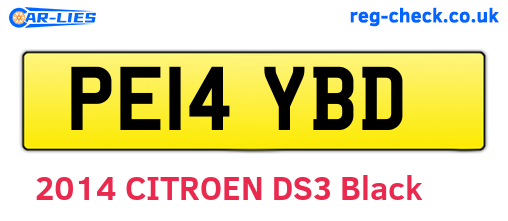 PE14YBD are the vehicle registration plates.