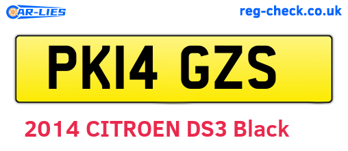 PK14GZS are the vehicle registration plates.