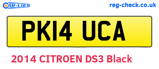 PK14UCA are the vehicle registration plates.
