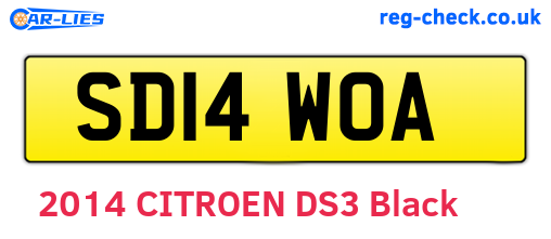 SD14WOA are the vehicle registration plates.