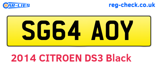 SG64AOY are the vehicle registration plates.