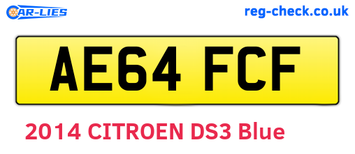 AE64FCF are the vehicle registration plates.