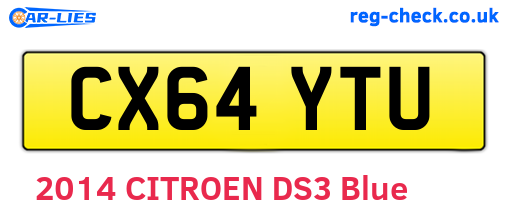 CX64YTU are the vehicle registration plates.