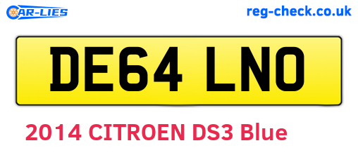 DE64LNO are the vehicle registration plates.