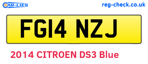 FG14NZJ are the vehicle registration plates.