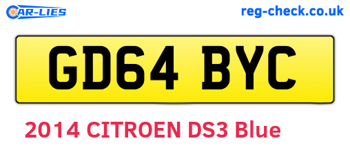GD64BYC are the vehicle registration plates.