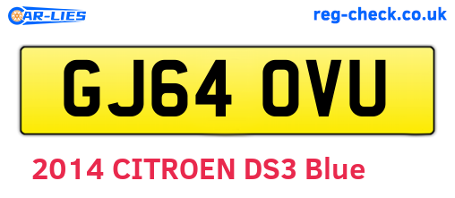 GJ64OVU are the vehicle registration plates.