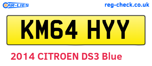KM64HYY are the vehicle registration plates.