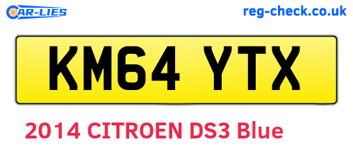 KM64YTX are the vehicle registration plates.