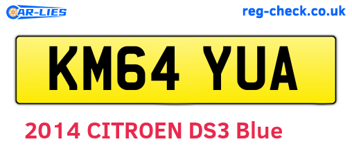 KM64YUA are the vehicle registration plates.