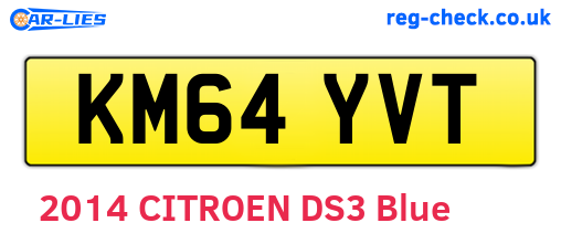 KM64YVT are the vehicle registration plates.