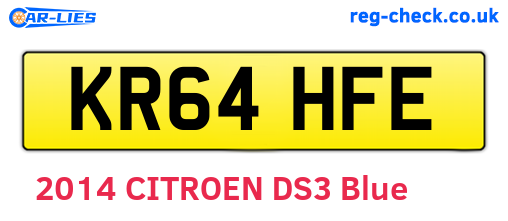 KR64HFE are the vehicle registration plates.