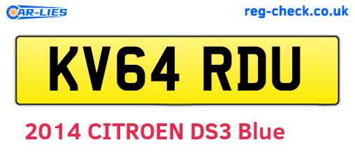 KV64RDU are the vehicle registration plates.