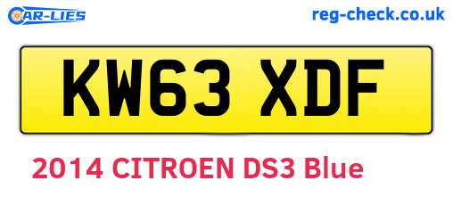 KW63XDF are the vehicle registration plates.
