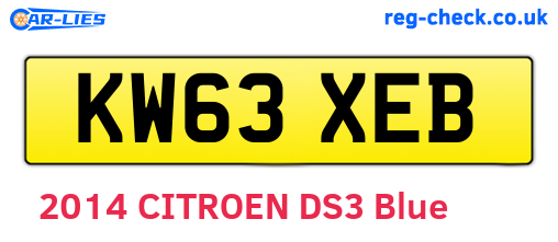 KW63XEB are the vehicle registration plates.